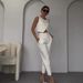 Women's Clothing solid color round neck button top temperament straight pants suit_desvips.com