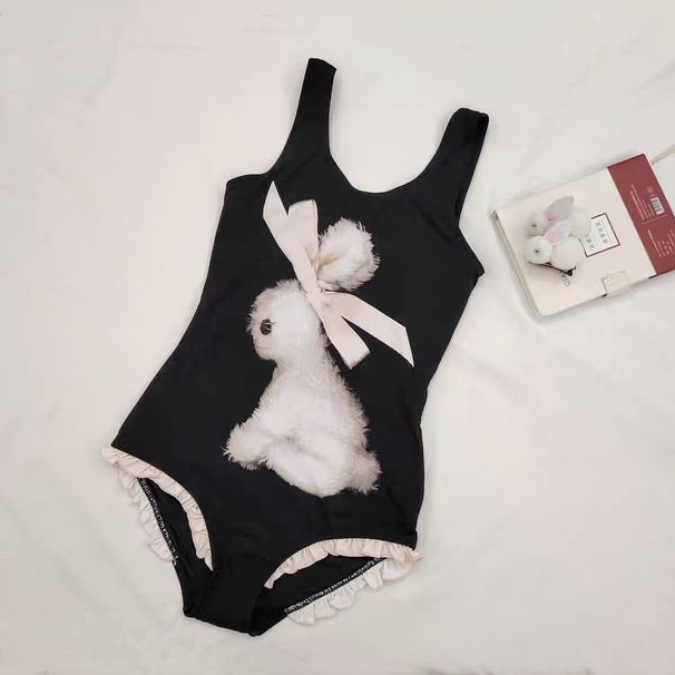 Parent-child 2026 Summer New Style Girls' Ribbon Doll Rabbit One-piece Swimsuit Children's Swimwear Baby Swimming Suit_desvips.com