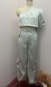 women's clothing fashion women's smooth satin half sved top and pants set two piece set_desvips.com