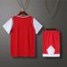 Children's Short Sleeve Fake Two-Piece Plain Set Primary Secondary School Students Jersey Training Competition_desvips.com