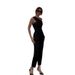 Women's Clothing Oblique Collar Halter Slim Fit Top High Waist Straight Pants Set_desvips.com