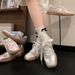Balletism spring new soft sole satin square head casual versatile de training small white board shoes women_desvips.com