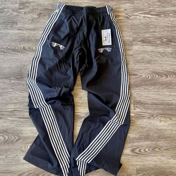 American Style Casual Washed Side Three Stripes Patchwork Comfortable Loose Wide-Leg Straight-Leg Sweatpants Street_desvips.com
