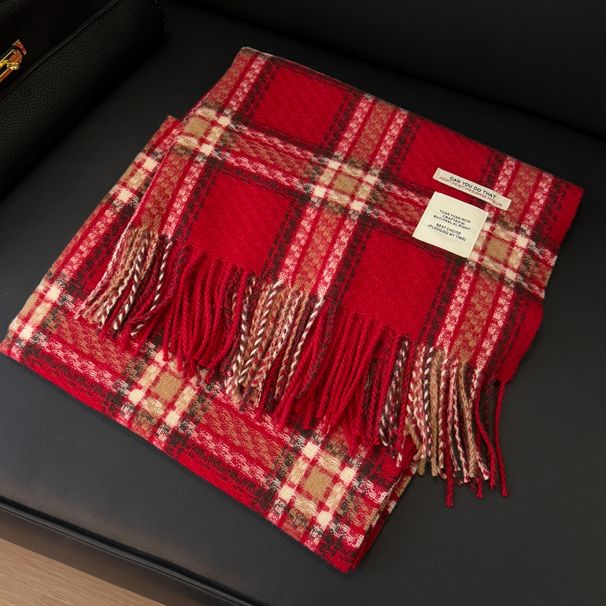 Christmas Red Plaid Scarf For Women Winter High-end Atmosphere Versatile Student Couple Neck Warmer New Year Warmth Cold_desvips.com