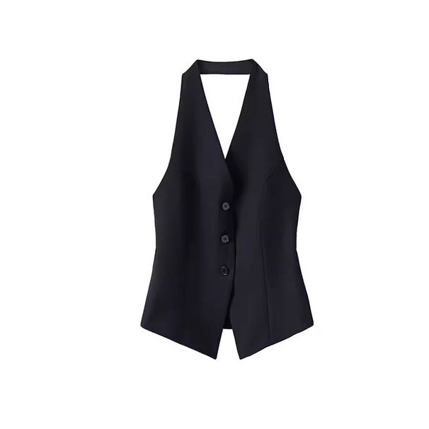 Women's Clothing Halter neck suit vest vest spring new top design niche temperament sleeveless waistcoat_desvips.com