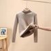 Women's Fleece-Lined High Neck Sweater - Warm Winter Knit Pullover With Soft Thermal Fabric, Cozy Casual Turtleneck Top For Cold Weather_desvips.com