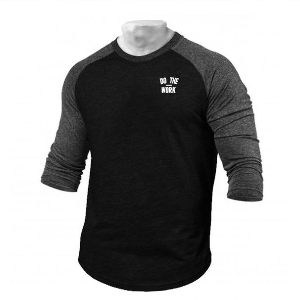 Running T-shirts Three Quarter T Shirt Men Spring Autumn Patchwork Gym Clothing Fitness Tee Shirts Sports Raglan Sleeves_desvips.com