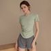 Women's Quick Drying Yoga Wear Short Sleeved T-Shirt Pilates Training Fitness Top New Style Sports Running Set_desvips.com