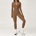 One-Piece Zipper Stand Collar Long Sleeve Yoga Thermal Outdoor Casual Sports Tight-Fitting Fitness Jumpsuit With Fleece_desvips.com