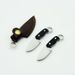 1pc,Mini Pocket Knife Keychain Set With Leather Sheath, Stainless Steel Blade Black Handle, Portable EDC Box Cutter_desvips.com