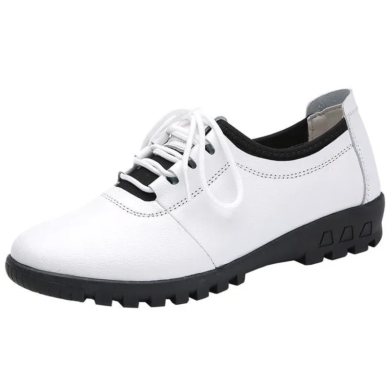Sports Casual Mom Large Size Single Shoes Leather Soft Soled Sneakers For Women 456_desvips.com