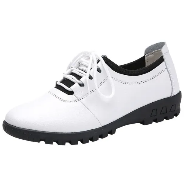 Sports Casual Mom Large Size Single Shoes Leather Soft Soled Sneakers For Women 456_desvips.com