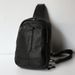 Black Leather Chest Bag Youth Outdoor Sports Business Casual Fashion All-Matching Vertical Top Layer Cowhide Pure Color_desvips.com