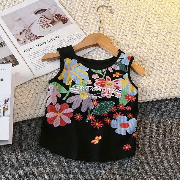 Girls' Vest 2025 Trendy Summer New Graffiti Print Camisole For Older Children Sleeveless Top Children's Clothing_desvips.com