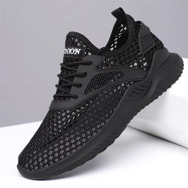 Men's Shoes Summer Breathable Thin Mesh Mesh Shoes Black Light Sports Casual Running Non-slip Large Mesh Hollow Shoes_desvips.com