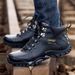 Men's Outdoor High Top Hiking Shoes Warm Padded Thick Bottom Fashion Snow Boots_desvips.com