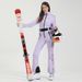 001 New Women's Suit One-Piece Professional Waterproof Warm Slim Fit Double Board American Style Cross-Border Ski Jacket And_desvips.com