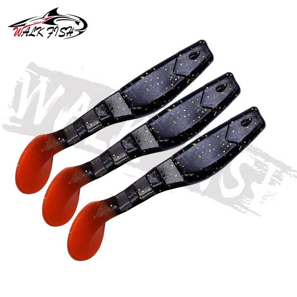WALK FISH 3Pcs 10cm 10.3g Soft Lures T Tail Fishing Leurre Double Color Shad Mandarin Fish Sea Bass Fresh Water Artificial Bait_desvips.com