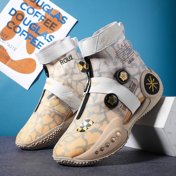 Glow-in-the-dark High-top Basketball For Men Lightweight Sneakers Breathable Creative Fluorescent Trend Net Shoes_desvips.com