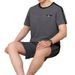 Men's Clothing Middle aged and elderly men's casual suits summer men's short sleeved shorts dad's loose clothes grandfather thin two piece suit_desvips.com