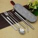 Stainless Steel Knife, Fork, Spoon, Chopsticks Set Outdoor Picnic Portable Tableware Spoon, Chopstick Straw Storage Bag_desvips.com