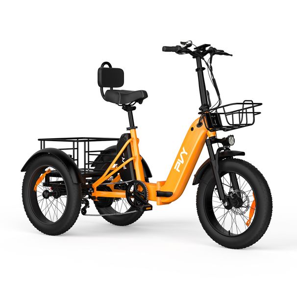 PVY F20 Foldable Electric Tricycle, 48V 21Ah Battery,for Seniors & Cargo Hauling_desvips.com