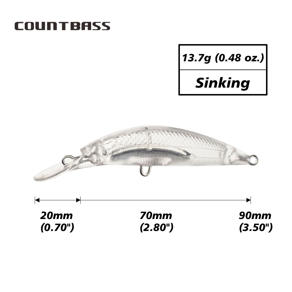 Countbass 10Pcs Blank Hard Lures 70mm/2.8" 14g/0.5oz, Fixed Weight Sinking Minnow Lures, Unpainted Fishing Baits,_desvips.com