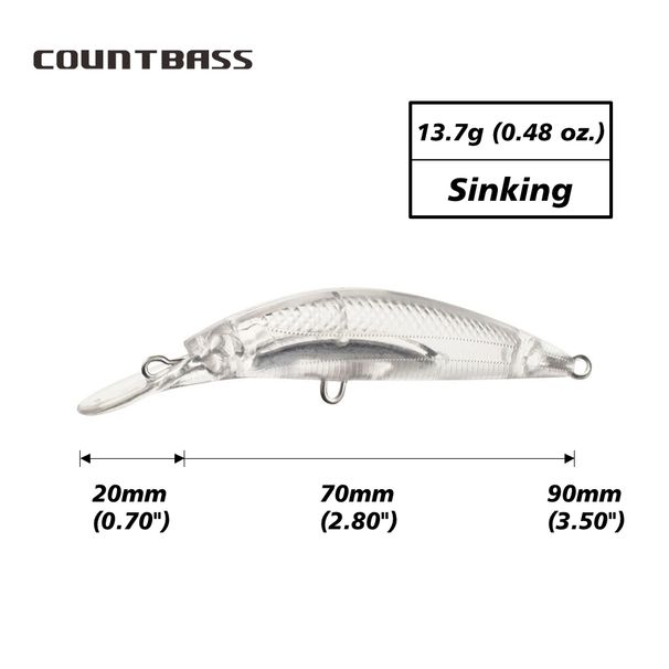 Countbass 10Pcs Blank Hard Lures 70mm/2.8" 14g/0.5oz, Fixed Weight Sinking Minnow Lures, Unpainted Fishing Baits,_desvips.com