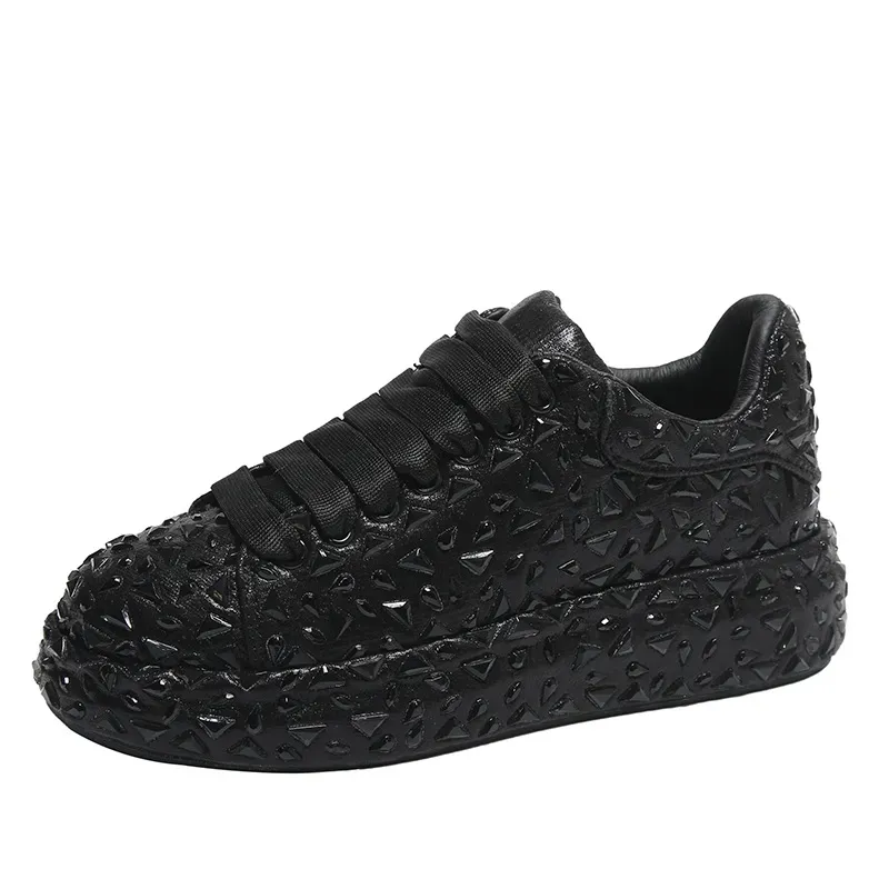 Luxury Fashion 2026 Men/Women Casual Platform Sneakers Rhinestone Stud Embellished Chunky Sole Party Shoes_desvips.com