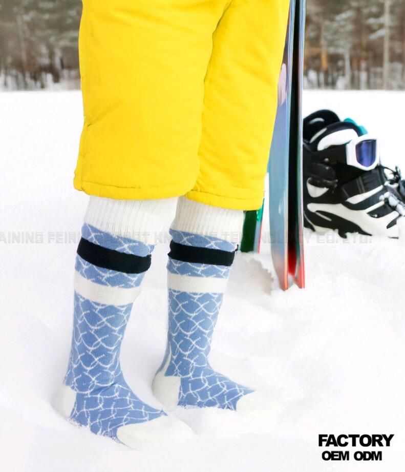 Ski For Children Blue Warm Thickened Terry Winter Long Tube Outdoor Sports Kids Socks_desvips.com