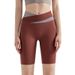 Women's High Waist Yoga Pants Color Block Crossover Hip Lifting Slimming Tight Fitness Outfit Red Five Point_desvips.com