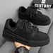 Warrior Men's 2025 New Casual Pure Black Low-top Sneakers Versatile Sports Thick-soled Bread Trendy Shoes_desvips.com
