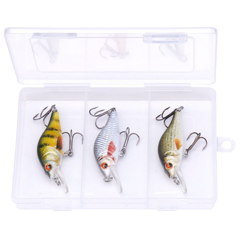 TREHOOK 3pcs 5cm 4g Floating Minnow Lure Set With Box Wobblers For Pike Crankbaits Artificial Fishing Tackle_desvips.com