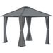 Tonnelle De Jardin Pour Terrasse Avec 4 Parois Latérales Double Toit Protection Solaire 3 X 3 M Gris_desvips.com