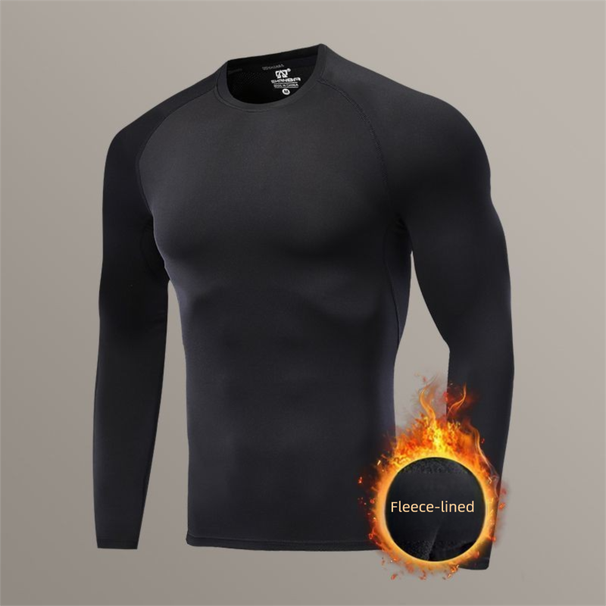 Winter Running Set For Men, Fleece-Lined Thermal Base Layer Underwear, Quick-Dry Tight Sports Fitness Ski Training High_desvips.com