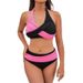 New Color-coded Cross-neck Bikini High-waisted Two-piece Swimsuit_desvips.com