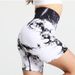 PeakGo Cross-Border High-Waisted Tie-Dye Sports Yoga Fitness Shorts For Women Seamless Tummy Control Tight-Fitting Hip-Lifting_desvips.com