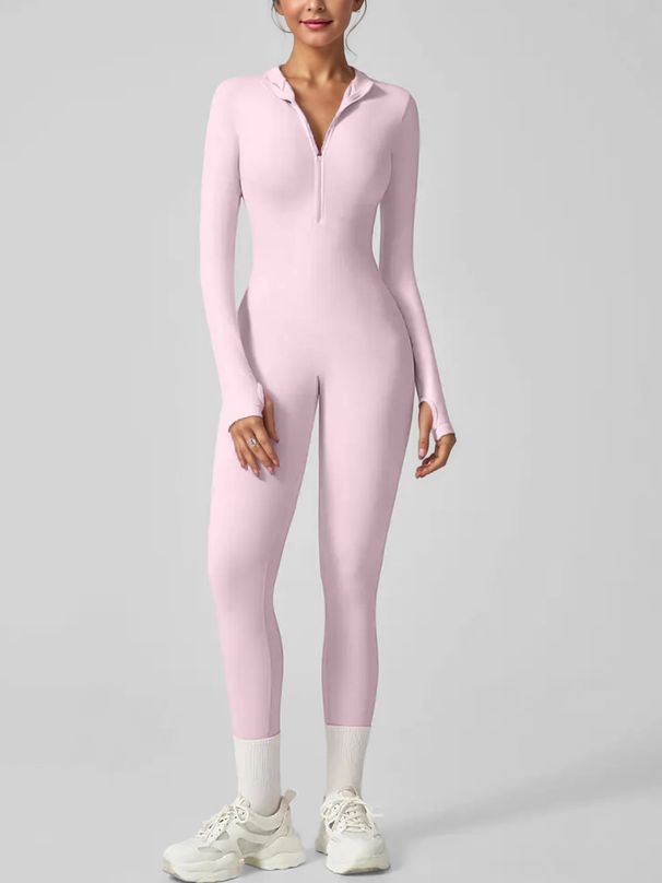 KEEPER Women's Long Sleeve Jumpsuit - Stretchy Yoga Bodysuit With Moisture-Wicking Fabric, Black & Pink, S-4XL_desvips.com