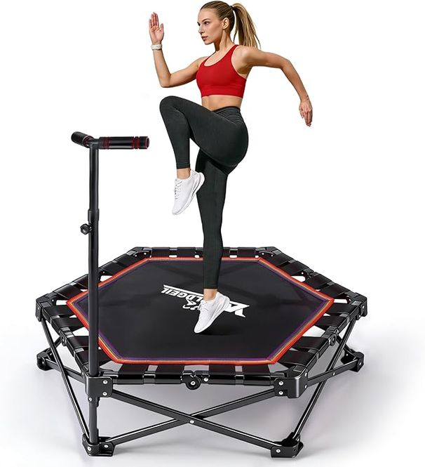 Klappbares Indoor Trampolin Höhenverstellbarer Handgriff Tragkraft 150kg Ø86 5cm Fitness Erwachsene Kinder Sportgerät Zuhause_desvips.com