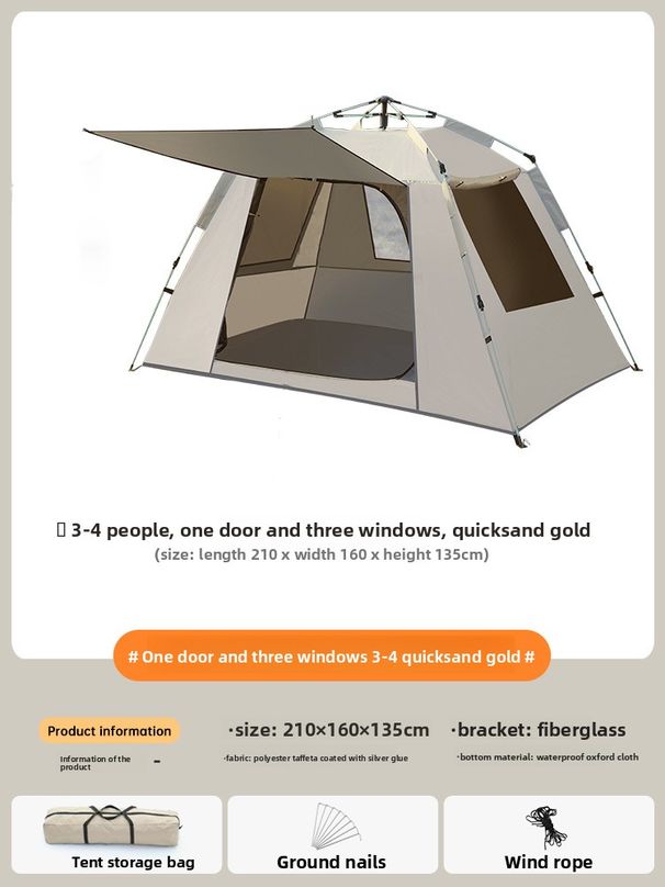 Outdoor Folding Automatic Rainproof Hexagonal Thickened Camping Equipment Park Picnic Tent_desvips.com