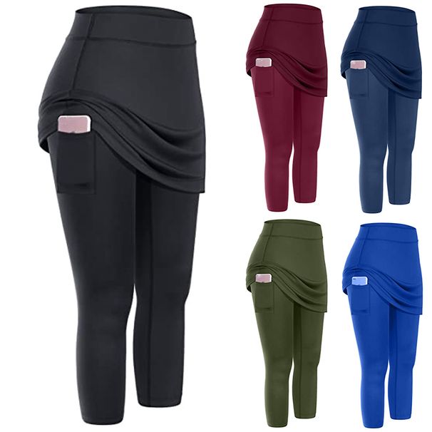 Spring And Autumn Outerwear Two-Piece Women's Casual Pocket Sports Fitness Running Yoga Tennis Short Skirt_desvips.com
