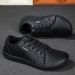 New Flat Men Brand Plus Size Suitable For Wide Footed PU Face Lace Up Black Couple Outdoor Casual Sports Shoes_desvips.com