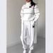 2025 Women's Sweatshirt Letter Heat Transfer Sleeve Long Pants Zipper Casual Sports Two-Piece Set_desvips.com