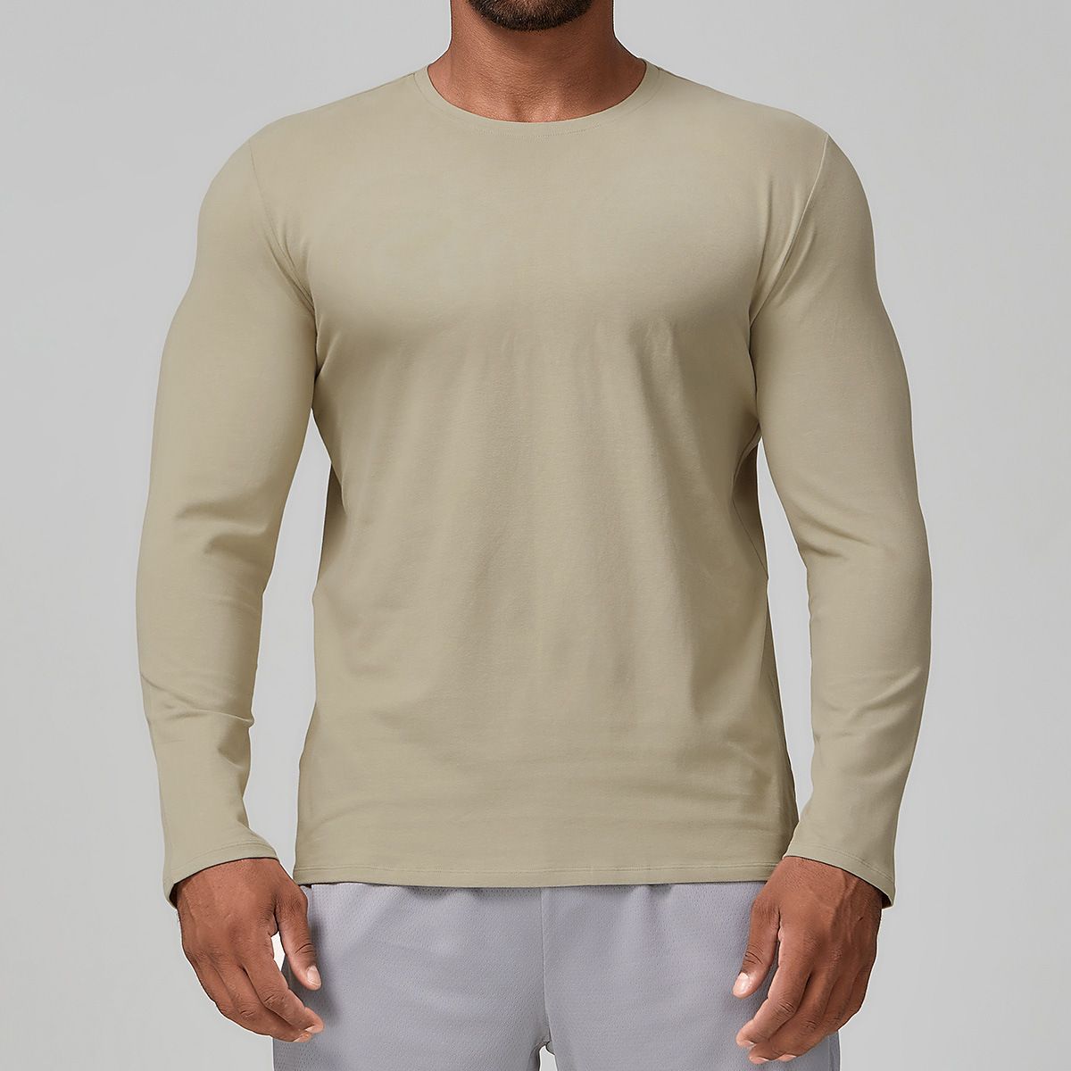 KOOSSOASIS Men's Skin-Friendly Breathable Sports Casual Long-Sleeve T-Shirt For Yoga Outdoor Basic Crew Neck Top 1186_desvips.com