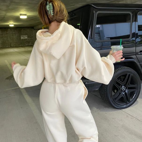 Women's Active Sets Sports Suit Women's Large Size Women's Casual Hooded Sweater Two Piece Set Women's Clothing_desvips.com