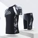 Men's Two-piece Swimsuit, Large Size, Short-sleeved, Sun-protective, With Boxer Shorts, Full-body Men's Swimwear Set For_desvips.com