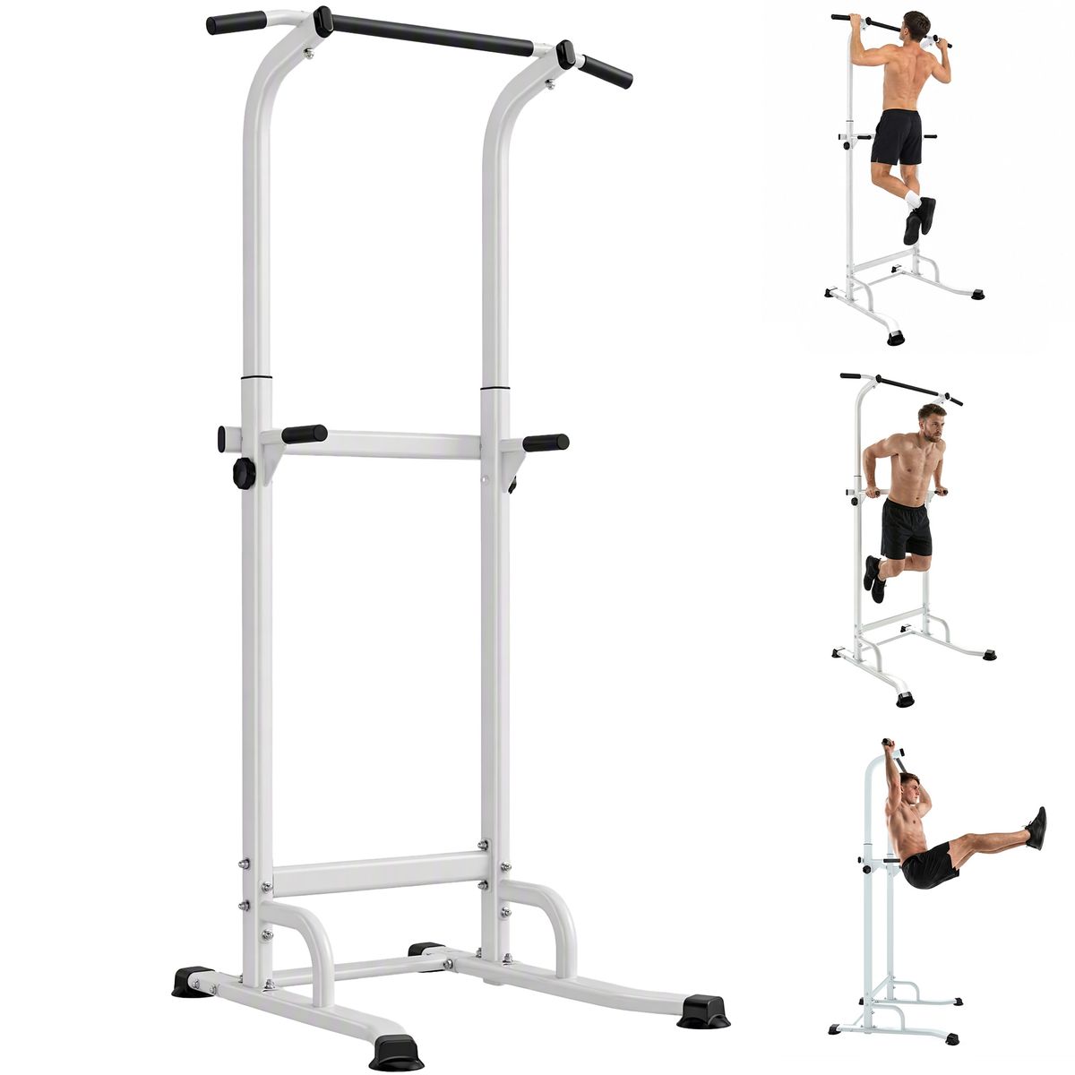 Power Tower Dip Barre De Traction Autoportante Réglable En Hauteur Cadre Acier 91,5 X 97,5 X 176,5-227 Cm Pour La Maison_desvips.com