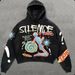 New SILENCE Sweatshirt Skull Foam Print Washed Hooded Pullover Loose Fit Versatile Hot Sale_desvips.com