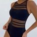 Fashion Sexy Backless Solid Color Mesh Splicing Thin Meat Shielding One-piece Women's Swimsuit_desvips.com