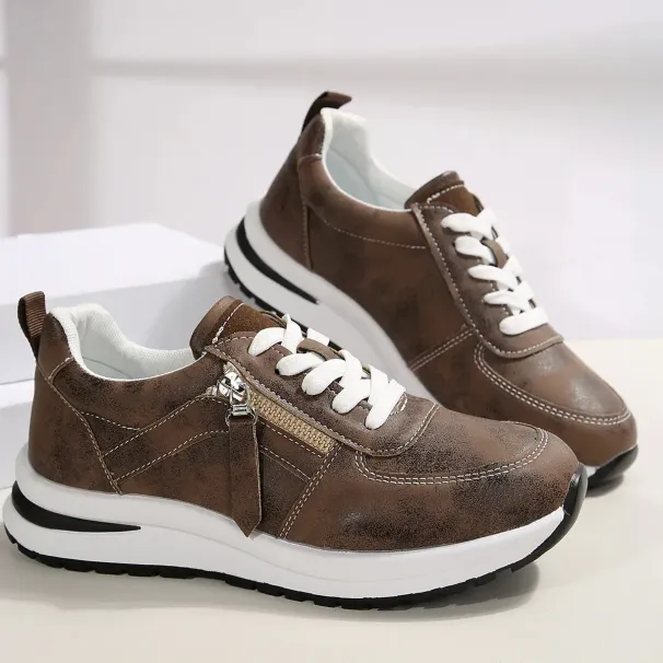 Thick Soled Round Head Fashion Shoes Women Comfortable Breathable Casual Wear-resistant Sneakers Zapatos De Mujer260228_desvips.com